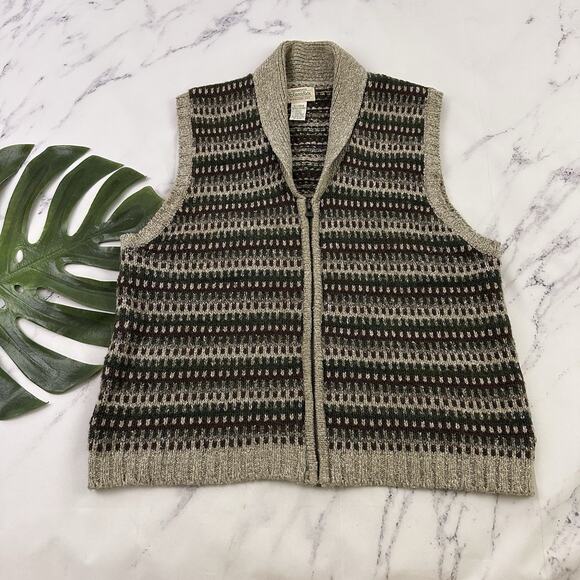 St Johns Bay Womens Vintage 90s Sweater Vest Size XL Gray Green Wool Blend - Picture 1 of 9